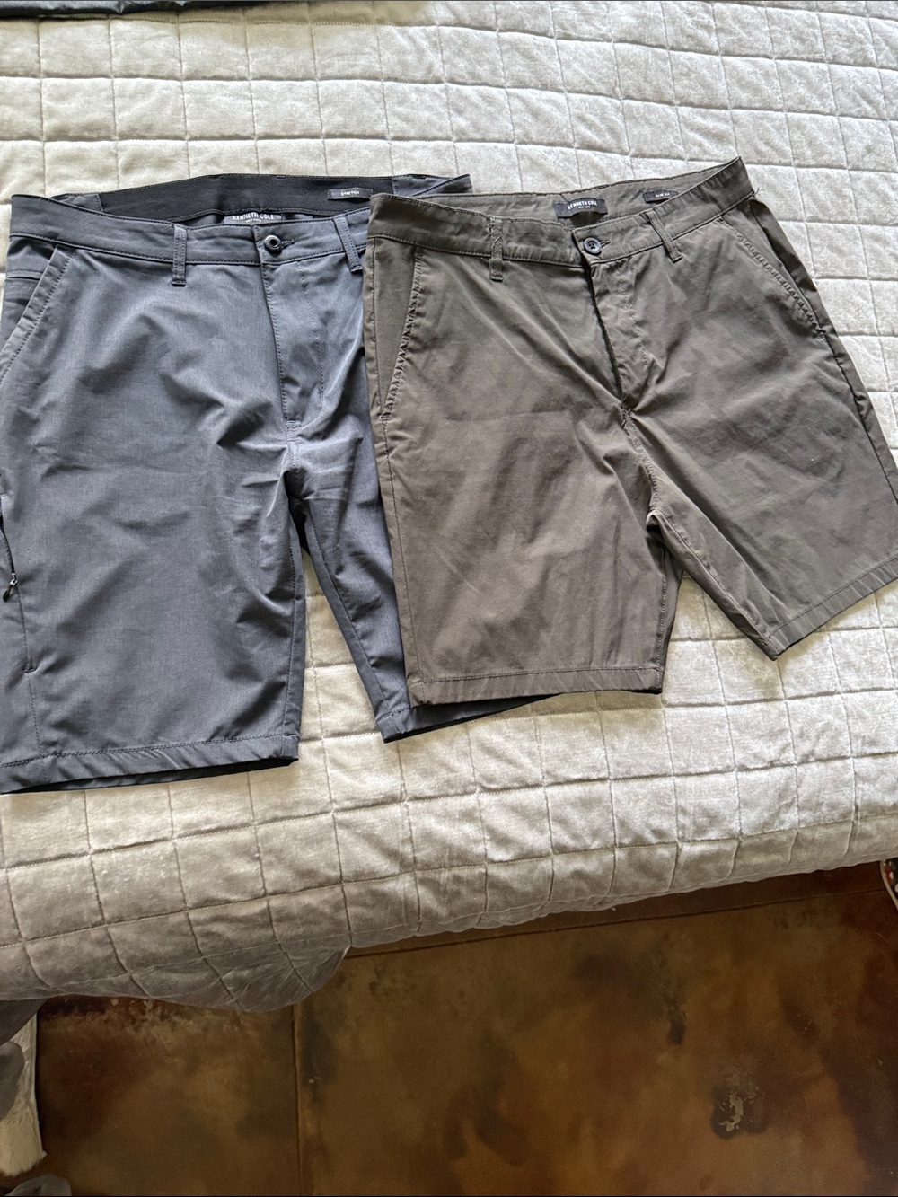 Kenneth Cole Men's Classic Stretch Chino Shorts - Gray, Brown quick dry men’s 34